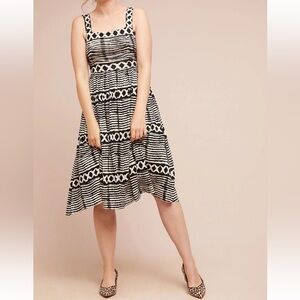 Tracy Reese x Anthropologie Elegant Black and White Striped Dress women’s small